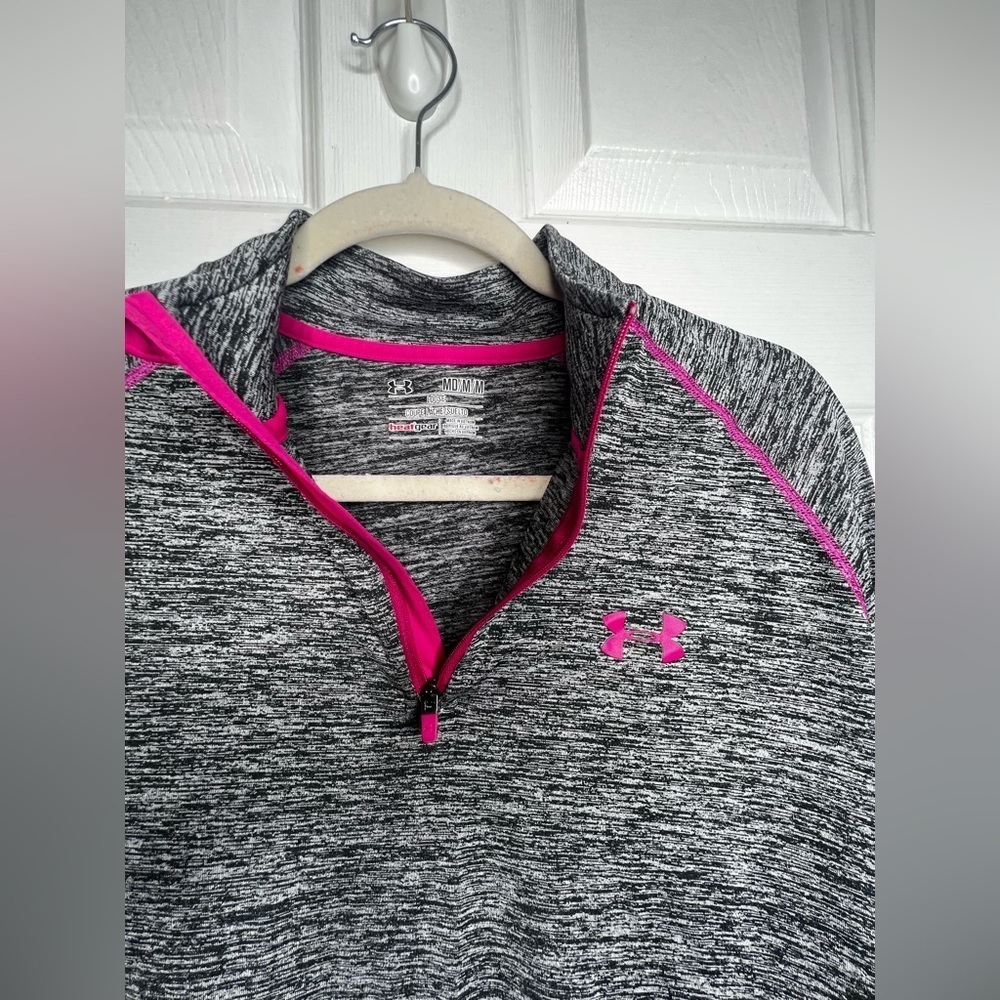 Under Armour Men’s Medium Heat Gear Loose Fit 1/4 Zip Long Sleeve Gray Top M - Picture 4 of 12